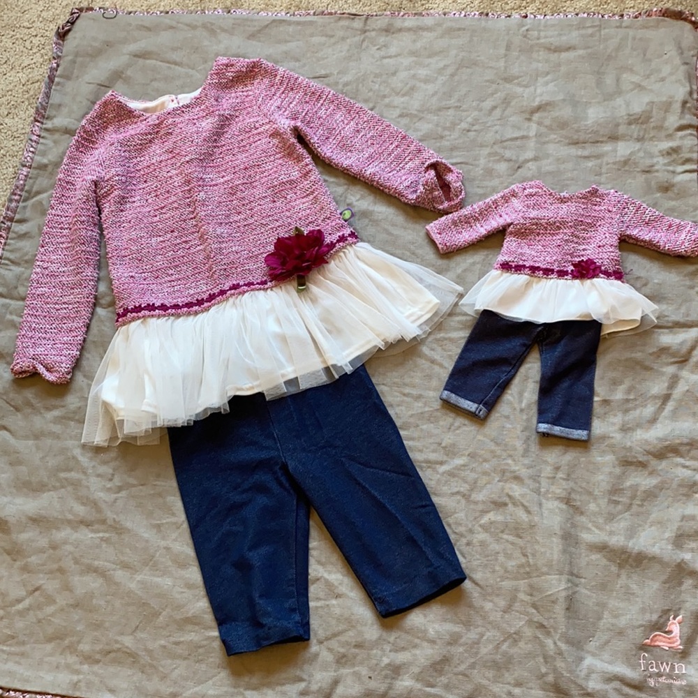 Dollie & Me pink floral outfit